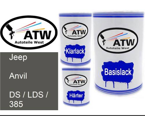 Jeep, Anvil, DS / LDS / 385: 500ml Lackdose + 500ml Klarlack + 250ml Härter - Set, von ATW Autoteile West.